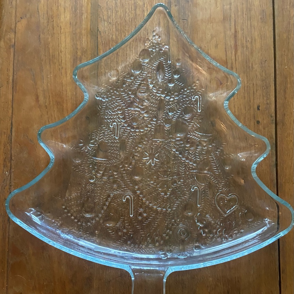 Vintage Glass Christmas Tree Cookie Platter - Picture 1 of 6